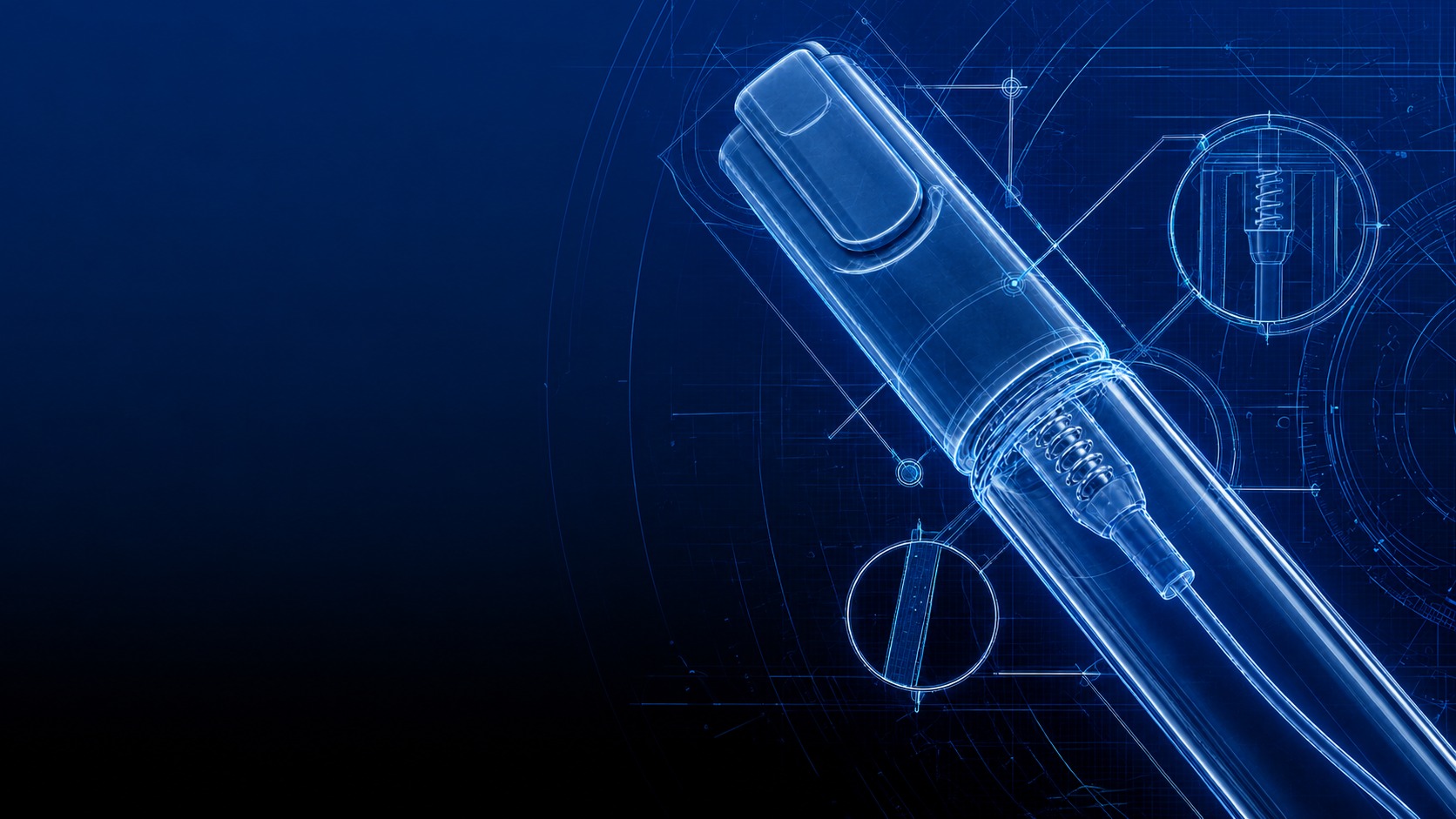 Close-up of Pangram's pump structure — blueprint-style illustration